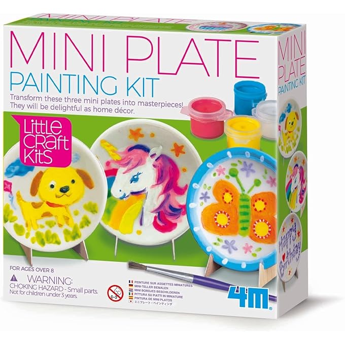 4M طقم طلاء اللوحات الصغيرة ليتل كرافت - طلاء وتزيين 3 ألواح سيراميك مع حوامل عرض
