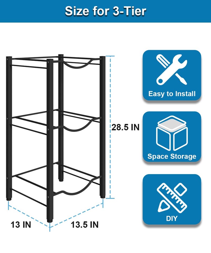 Mocomax 5 Gallon Water Jug Rack - 3 Tier Detachable Bottle Holder Storage Organizer Shelf, Heavy Duty Dispenser Stand for Kitchen, Office, Home, Black - Image 5