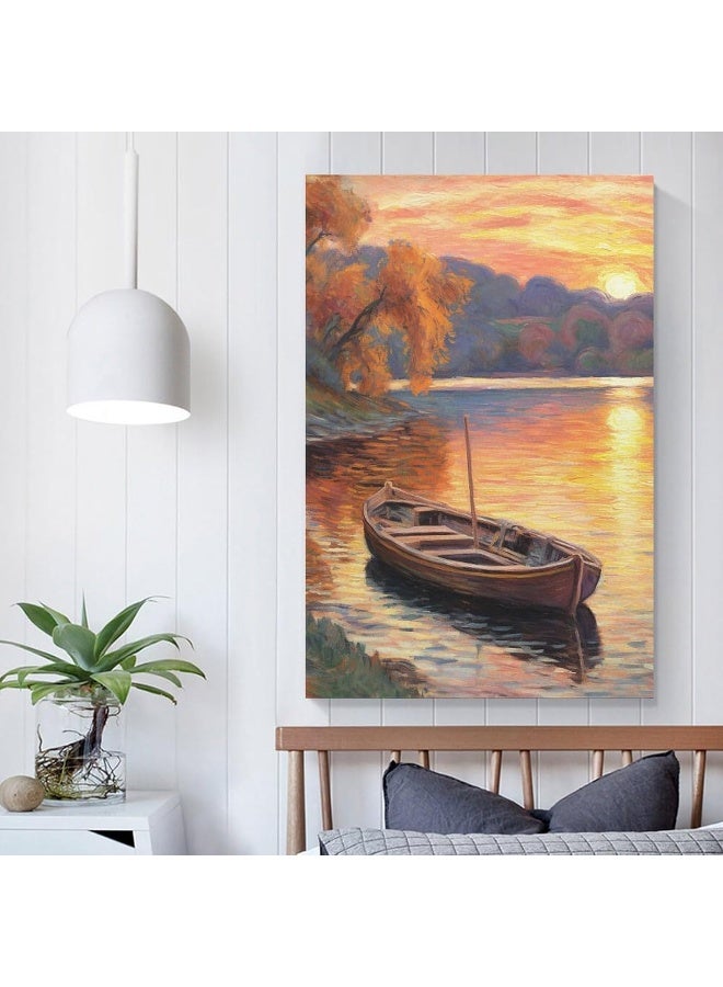 Home Trove HHGaoArt Vintage Outskirts Country Road Paintings Print Retro Rustic Farmhouse Wall Art Seaside Poster Flower Picture for Living Room Decor - Image 3
