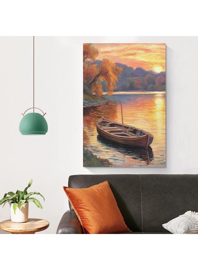 Home Trove HHGaoArt Vintage Outskirts Country Road Paintings Print Retro Rustic Farmhouse Wall Art Seaside Poster Flower Picture for Living Room Decor - Image 4