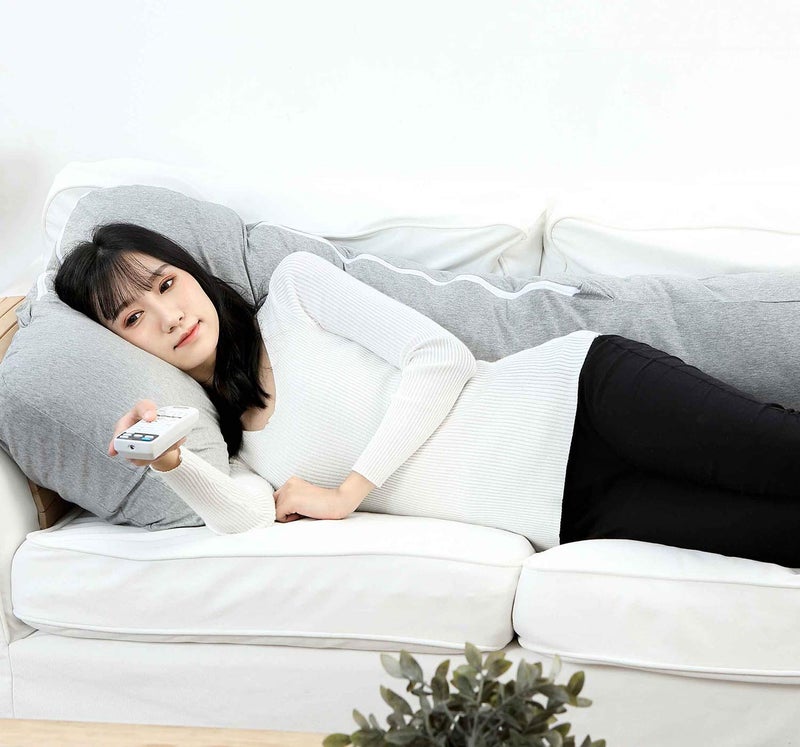 Texlux Full Body Pregnancy Pillow, L Shaped Maternity Pillow for Pregnant Women and Back Pain Great for Anyone-Grey - Image 5