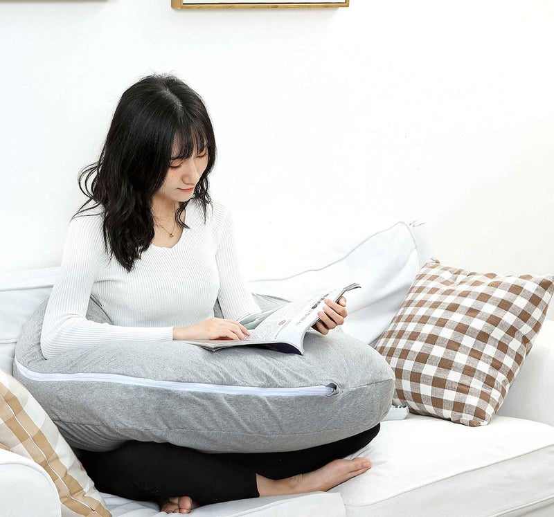 Texlux Full Body Pregnancy Pillow, L Shaped Maternity Pillow for Pregnant Women and Back Pain Great for Anyone-Grey - Image 4