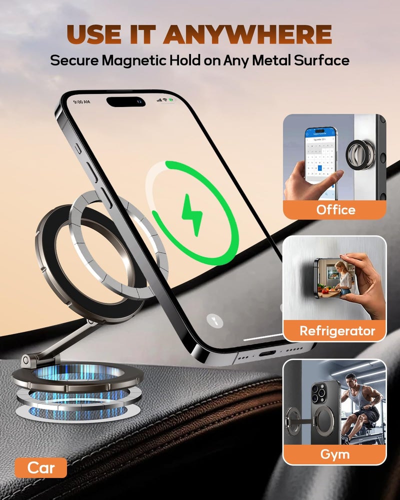 UBeesize Magsafe Phone Ring Stand, Portable Magnetic Phone Grip and Double Side Holder for Desk, Travel, Kitchen, Gym, Kickstand for iPhone 17/16/15/14/13/12 Series Case All Phones - Image 3