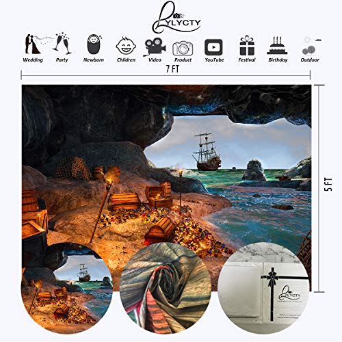 LYLYCTY 7x5ft Treasure Chest Background Pirate Ship Jewellery Photography Backdrop Nautical Marine Summer Holiday Boy Children Girl Kid Artistic Portrait Photo Studio Props Wallpape LYLS1073 - Image 2