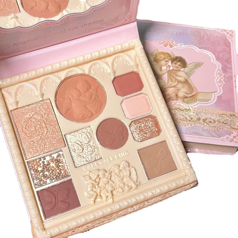 Embossed Eyeshadow 10 Colors Eyeshadow Palette Makeup Blush Highlighter All In One Disc MatteGlitter Eyeshadow Makeup High Pigmented Shades Multifunctional Eyeshadow Palette