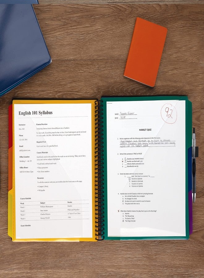 Samsill Deluxe 24 Pocket Spiral Project Organizer with 12 Dividers, Refillable Notepad, Customizable Front Cover, Erasable Write On Tabs in Assorted Colors, Plastic Folders with Pockets - Image 5