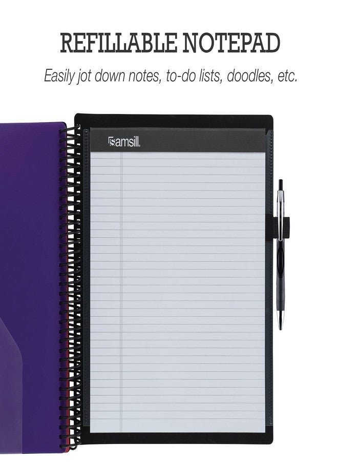 Samsill Deluxe 24 Pocket Spiral Project Organizer with 12 Dividers, Refillable Notepad, Customizable Front Cover, Erasable Write On Tabs in Assorted Colors, Plastic Folders with Pockets - Image 3