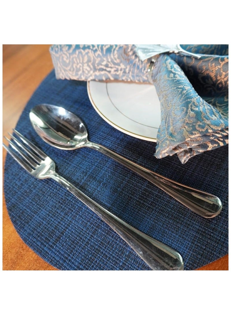 Anna 4-Pack 35cm Round PVC Bamboo Weave Heat-Resistant Non-Slip Placemats - Waterproof and Stain-Resistant Table Mats for Dining at Home and Outdoor Gatherings - Image 3