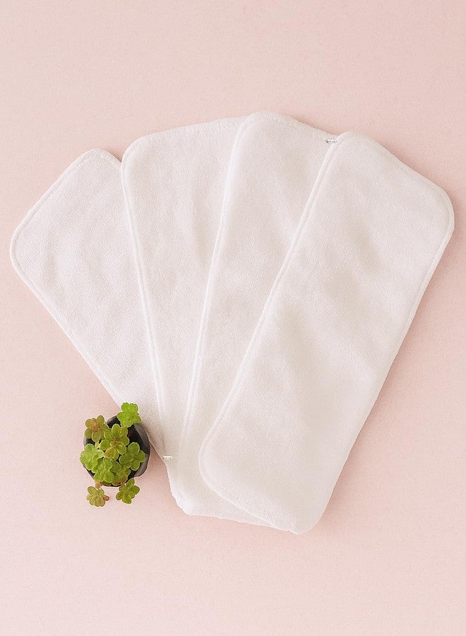 Rachna 4 Layer Reusable Bamboo Cotton Diaper Inserts for Babies | Extra Soft Quick Absorbing Hypoallergenic Liner Pad Sets for Nappies – White – Pack of 4-36 x 14 cm - Image 1