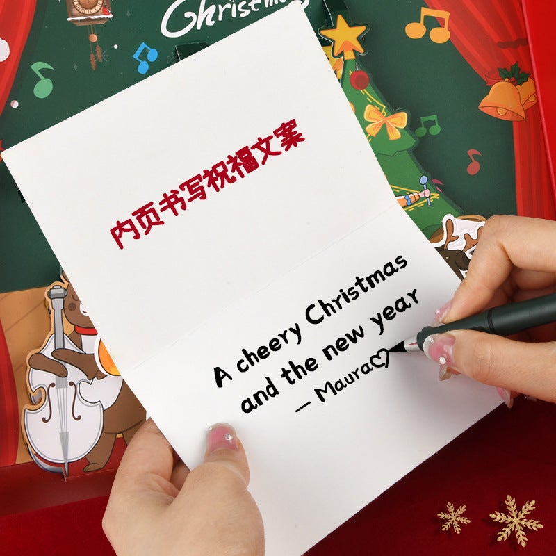Christmas Greeting Card Christmas Gift Cute Cartoon Small Card Kidsren'S Handwritten Blessing Postcard Christmas Eve Card Paper - Image 4