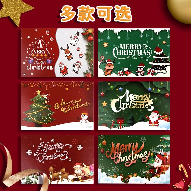 Christmas Greeting Card Christmas Gift Cute Cartoon Small Card Kidsren'S Handwritten Blessing Postcard Christmas Eve Card Paper - Image 3