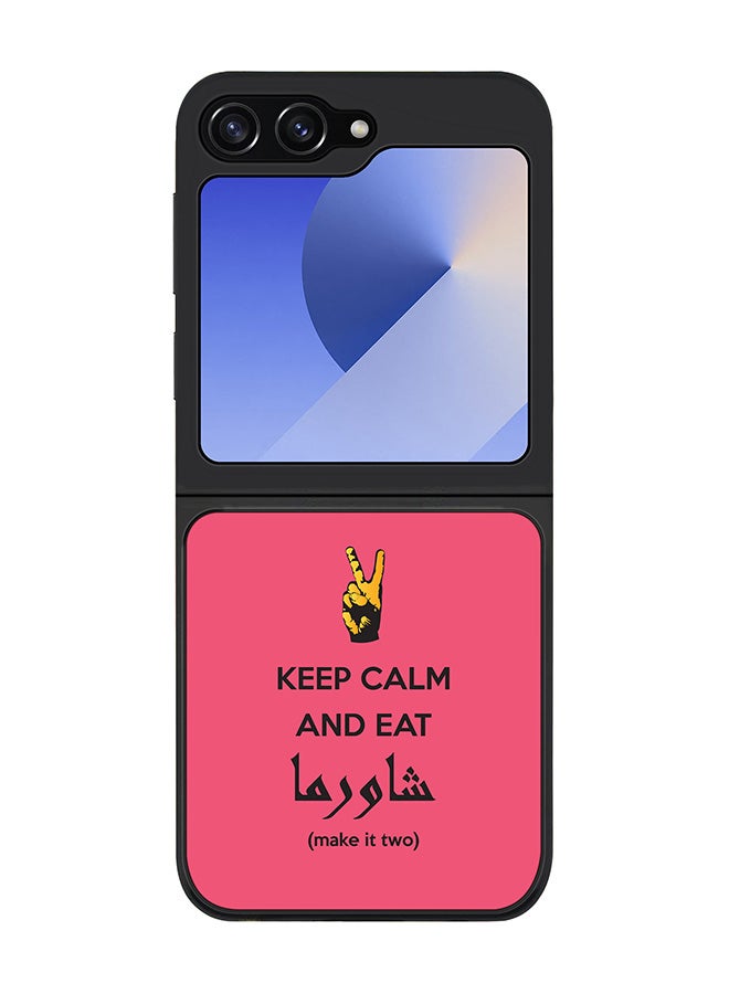 Stylizedd Rugged Black edge case for Samsung Galaxy Z Flip7 FE, Slim fit Soft Case Flexible Anti Drop TPU Gel Thin Cover - Keep Calm And Eat Shawarma (Pink) - Image 1