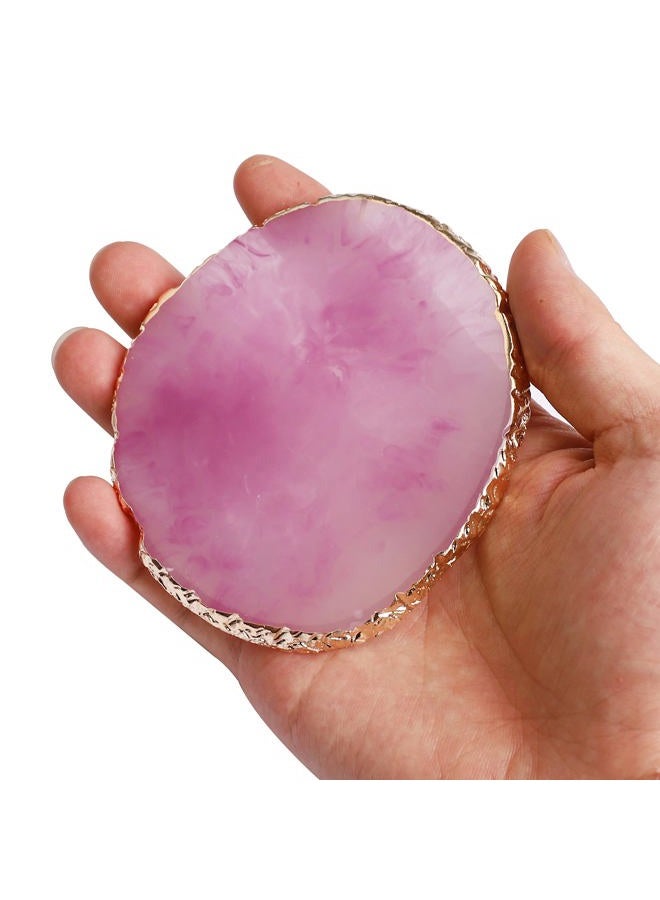 Pengxiaomei 2 Pcs Resin Nail Art Palette, Nail Art Painting Palettes Gold Edge Nail Holder Nail Art Display Board - Image 3