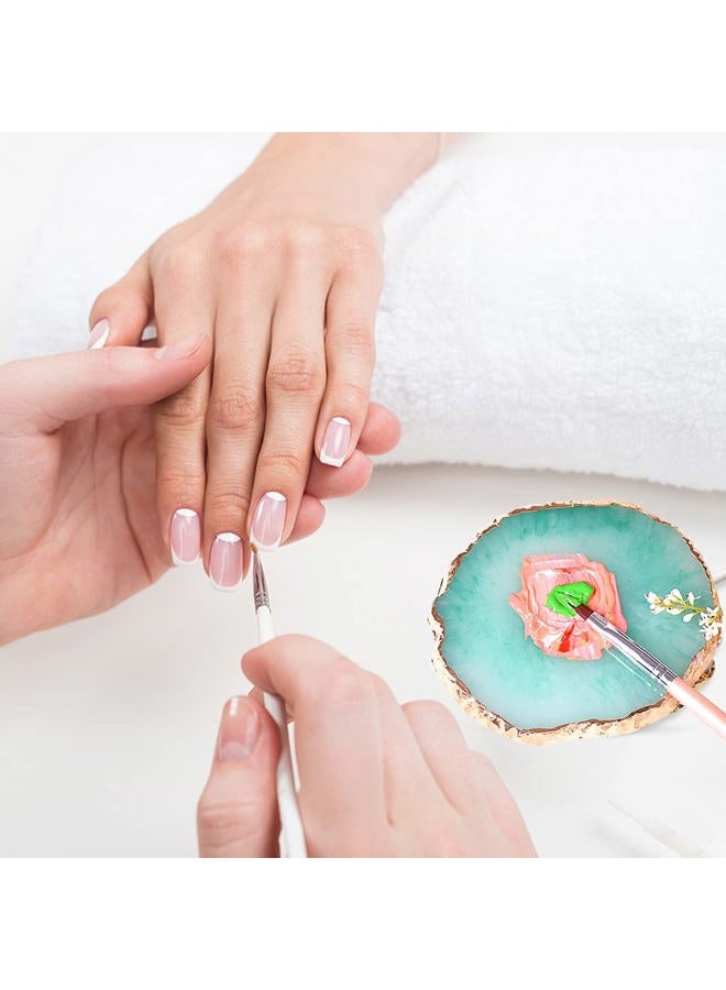 Pengxiaomei 2 Pcs Resin Nail Art Palette, Nail Art Painting Palettes Gold Edge Nail Holder Nail Art Display Board - Image 5