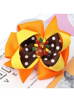 HOXIEYA 2PCS Thanksgiving Turkey Hair Bows for Girls Cute Bow Clip Thanksgiving Hair Accessories Oange Bows Turkey Alligator Clips for Babies Toddlers Accessories Teens Gifts (Oange Turkey)  - Image 4