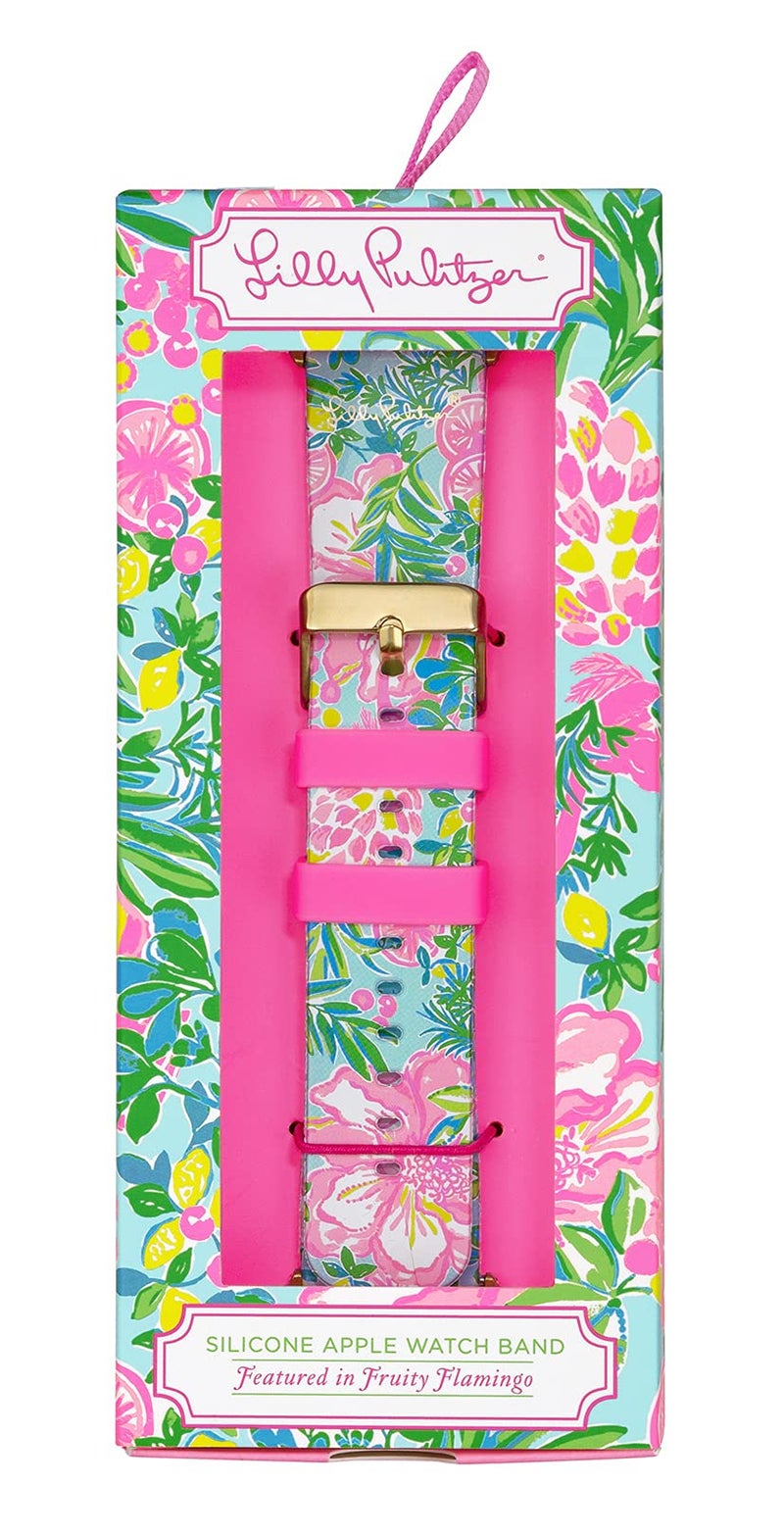 Lilly Pulitzer Silicone Watch Band Sized to Fit 38mm & 40mm Smartwatches, Compatible with Apple Watch Series 1-6 and SE, Fruity Flamingo - Image 4