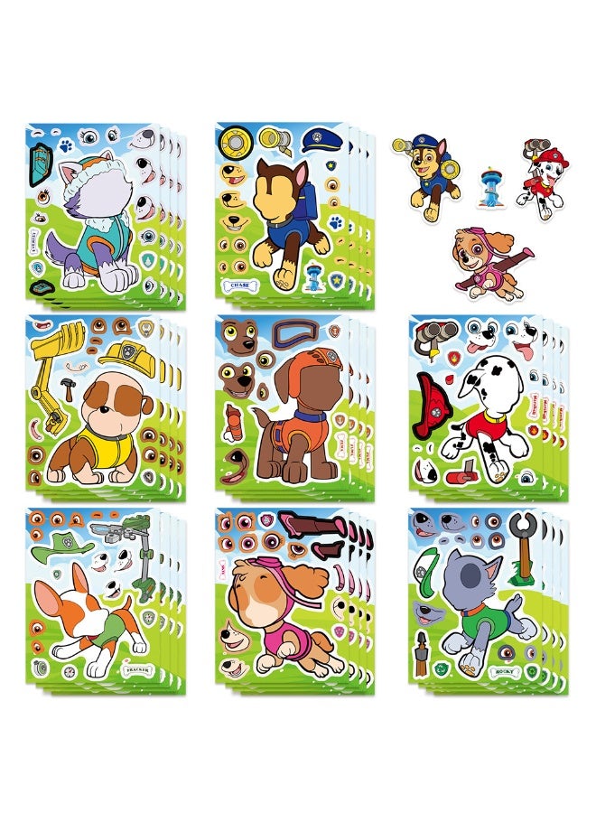 باو باترول تويز مجموعة من 8 أوراق من ملصقات PAW Patrol المقاومة للماء، ملصقات أحجية وجه، حرف يدوية للأطفال - Image 1
