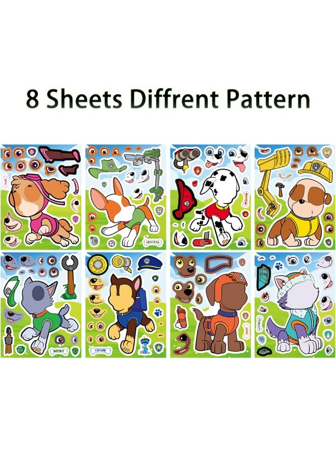 باو باترول تويز مجموعة من 8 أوراق من ملصقات PAW Patrol المقاومة للماء، ملصقات أحجية وجه، حرف يدوية للأطفال - Image 3