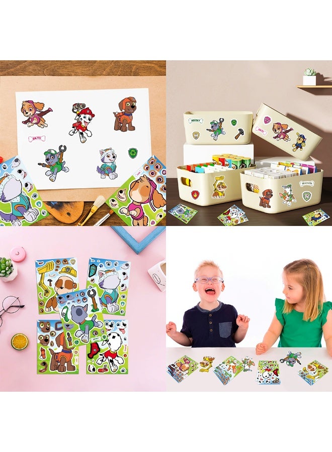 باو باترول تويز مجموعة من 8 أوراق من ملصقات PAW Patrol المقاومة للماء، ملصقات أحجية وجه، حرف يدوية للأطفال - Image 4