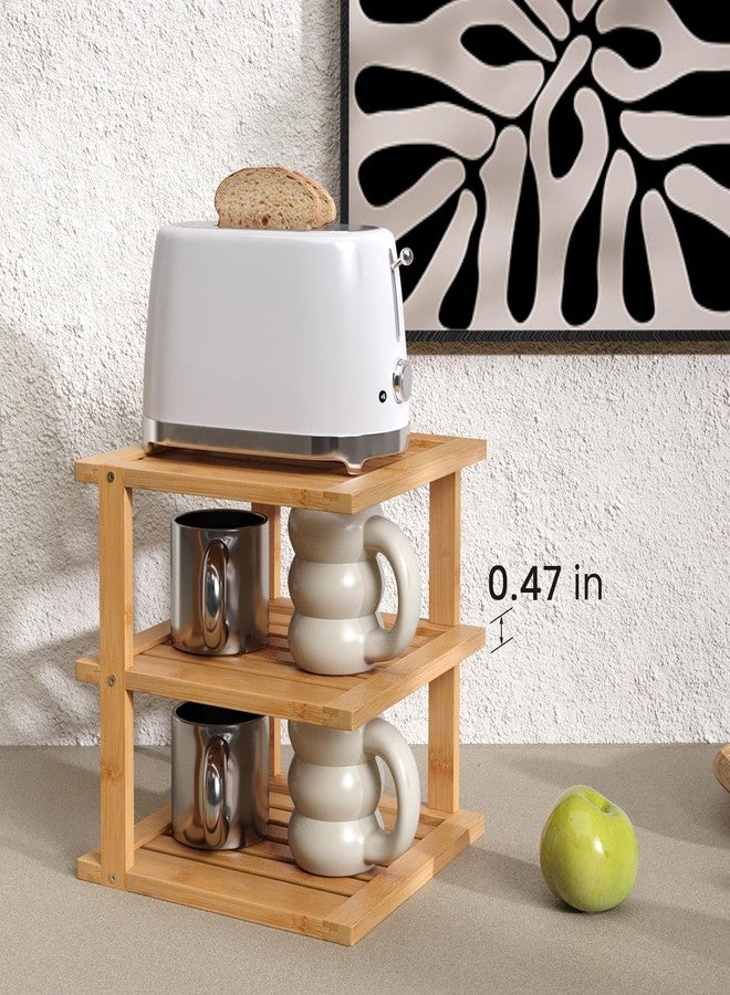 Danfoxer 2 Pack Bamboo Corner Shelf,3 Tier Kitchen Cabinet Organizer for Plates and Dishes,Pantry Storage and Spice Rack（Natural） - Image 3