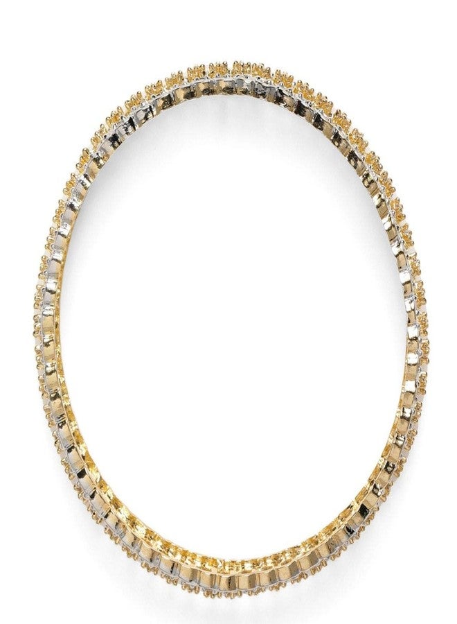 ACCESSHER Set Of 2 Gold-Plated White AD-Studded Handcrafted Bangles For Women & Girls - Image 4