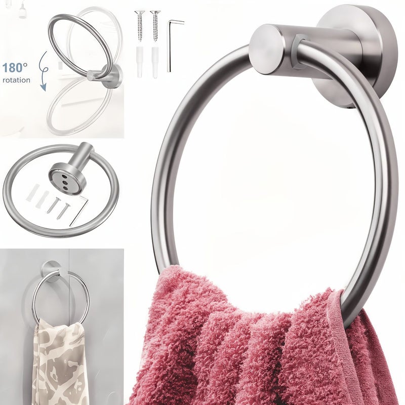 304 Stainless Steel Round Towel Holder For Bathroom Wall Mounted Heavy Duty - Image 3