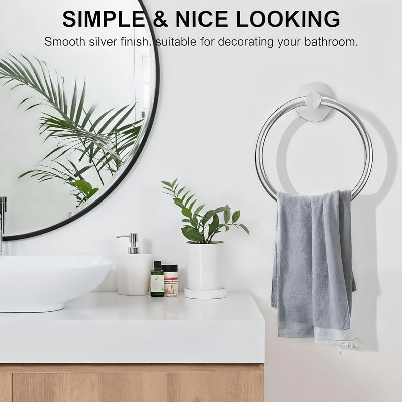 304 Stainless Steel Round Towel Holder For Bathroom Wall Mounted Heavy Duty - Image 1