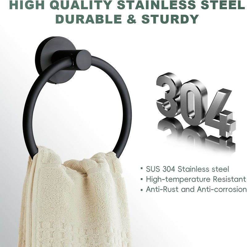 304 Stainless Steel Round Towel Holder For Bathroom Wall Mounted Heavy Duty - Image 5