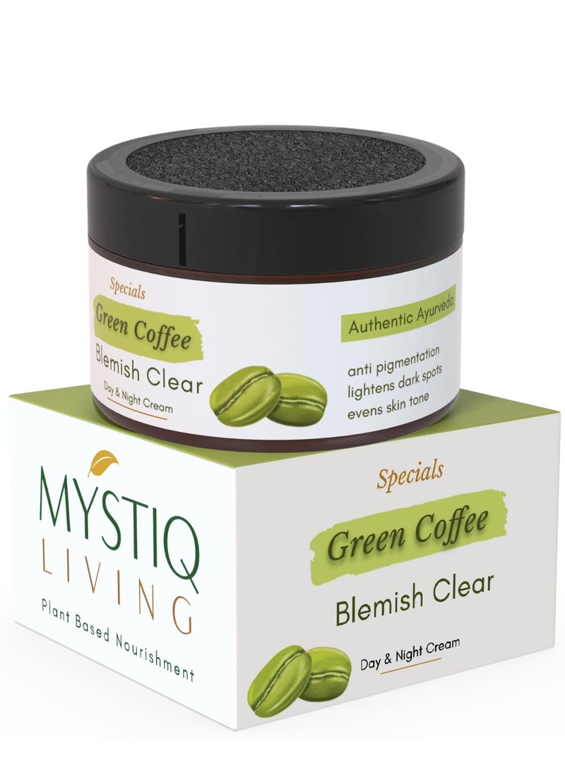 Mystiq Living Green Coffee Blemish Clear Cream for Dark Spots on Face Blemish Removal Cream Anti Pigmentation Cream With Vitamin C Niacinamide - Image 1