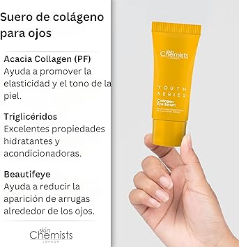 skinChemists Collagen Eye Serum 15ml Eye Serum Targets the First Signs of Aging Around the Delicate Eye Area improving Skin Elasticity Structure Promoting a Smoother Brighter UnderEye Area - Image 4