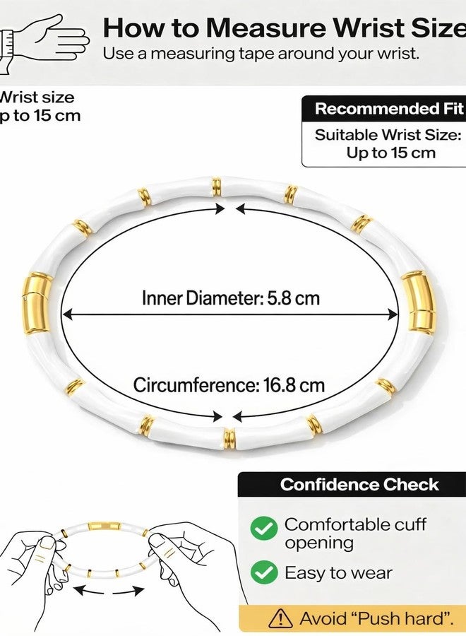 SUPER SOFTENER White Bamboo Evil Eye Cuff Bracelet for Women | Gold Plated Stainless Steel Nazar Bangle | Waterproof & Anti-Tarnish | Stylish Gift for Women - Image 4