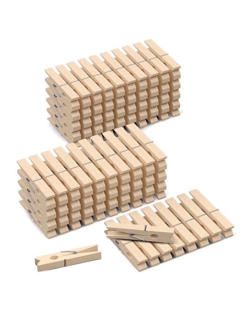 DUIJINYU 100 Pack Wooden Clothespins 2.9 Inch, Heavy-Duty Wood Rust-Resistant Clothes Pins, Solid Birch Clips for Laundry, Photo Wall Displays, Craft Projects & Classroom Decoration - Image 1