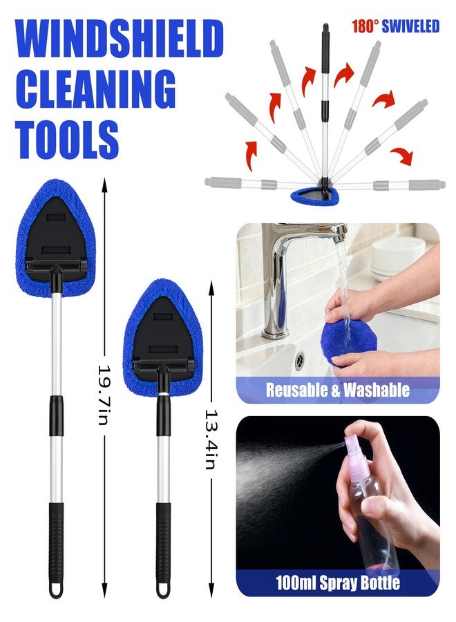 AUTODECO Windshield Cleaner Tool, 17Pcs Car Interior Detailing Kit, Detailing Brush, Towels, Duster, Car Cleaning Kit Interior for RVs, Truck, Trailer (Blue) - Image 2