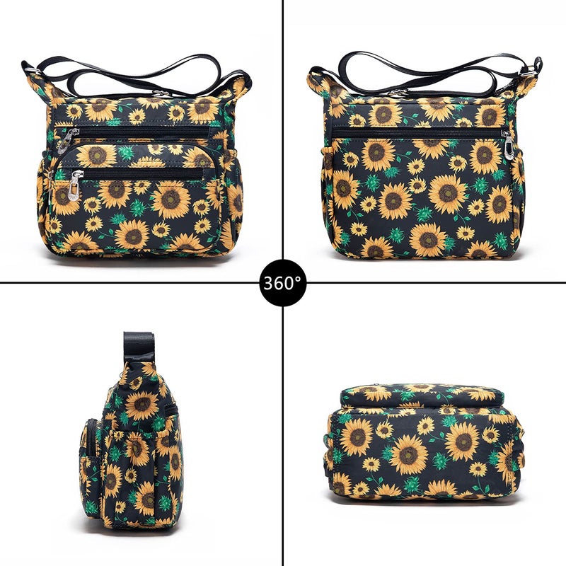 Pealwel Women Shoulder Handbag Roomy Multiple Pockets Bag Ladies Crossbody Purse Tote Top Handle Satchel(Floral) - Image 2
