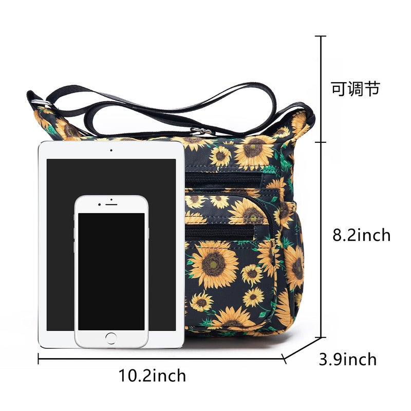 Pealwel Women Shoulder Handbag Roomy Multiple Pockets Bag Ladies Crossbody Purse Tote Top Handle Satchel(Floral) - Image 4