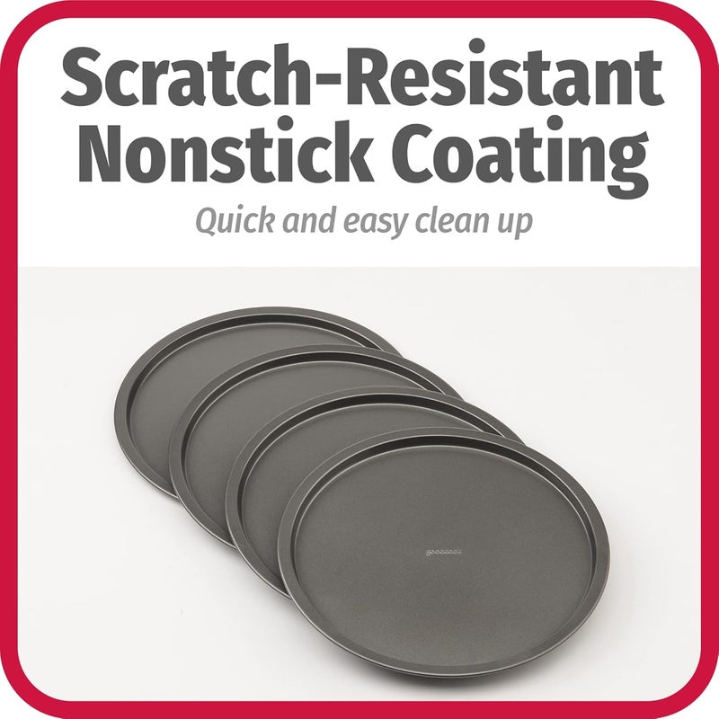 GoodCook Set of 4 Nonstick Steel 10" Personal Pizza Pans Set, Gray - Image 5