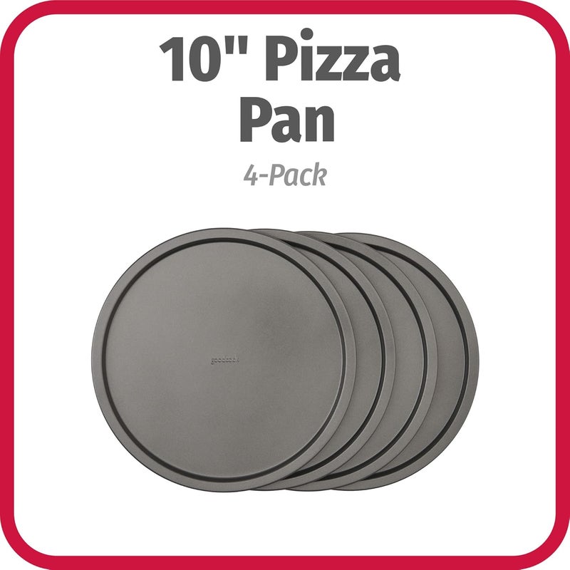 GoodCook Set of 4 Nonstick Steel 10" Personal Pizza Pans Set, Gray - Image 3