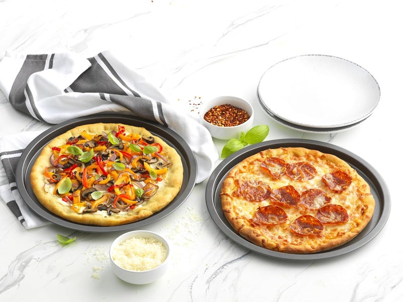 GoodCook Set of 4 Nonstick Steel 10" Personal Pizza Pans Set, Gray - Image 2
