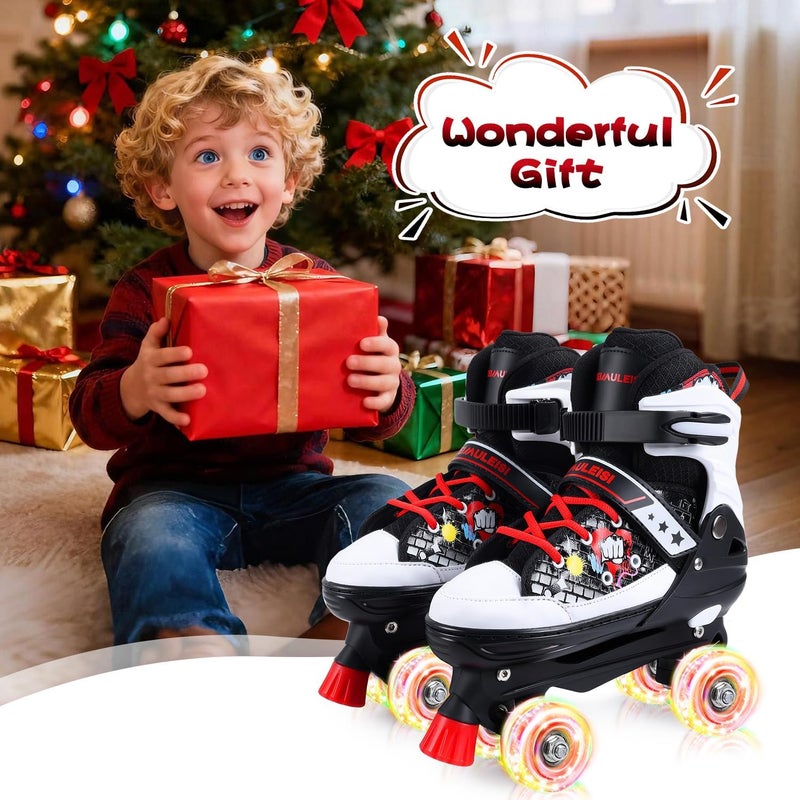 TeimuLeiSi Kids Roller Skates - Adjustable Quad Skates with Light Up Wheels, Size 10C to 8 for Toddlers and Beginners - Image 5
