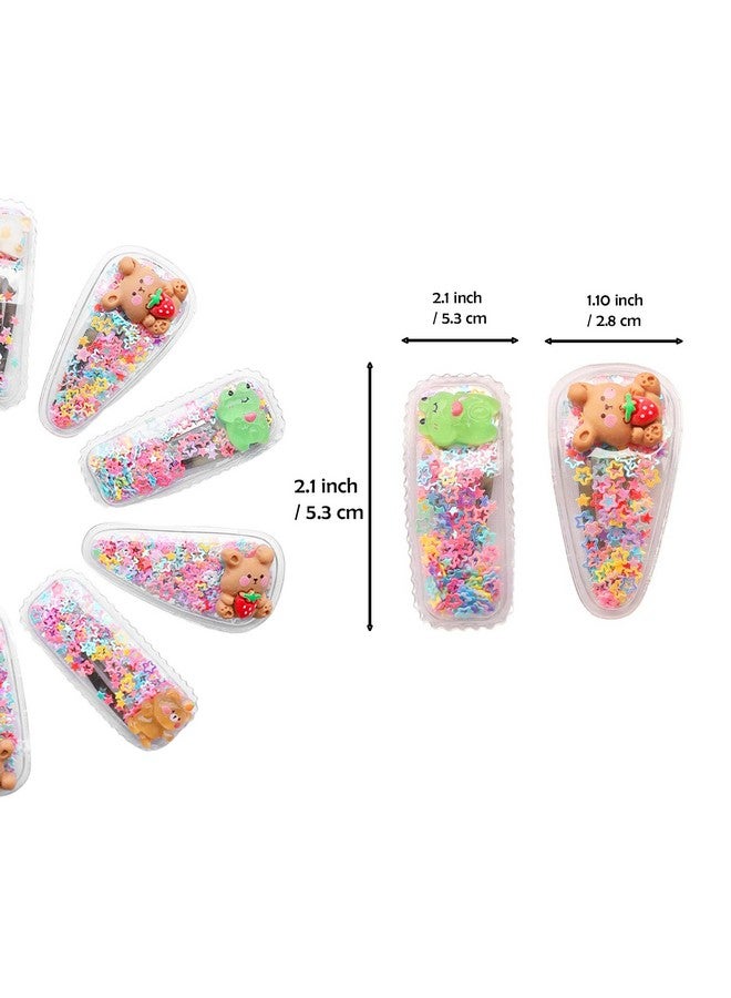 ANNACREATIONS ANNA CREATIONS Plastic Metal Sequins Transparent Hair Clips for Girls Glitter Snap Hair Clips Toddler Hairclips Fruit Cartoon Animal Hairclip Hair Accessories Multicolor (Pack of 10) (Style 2) - Image 3