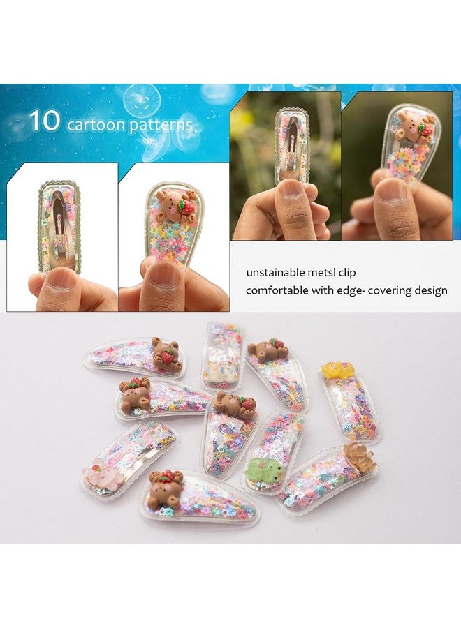 ANNACREATIONS ANNA CREATIONS Plastic Metal Sequins Transparent Hair Clips for Girls Glitter Snap Hair Clips Toddler Hairclips Fruit Cartoon Animal Hairclip Hair Accessories Multicolor (Pack of 10) (Style 2) - Image 4