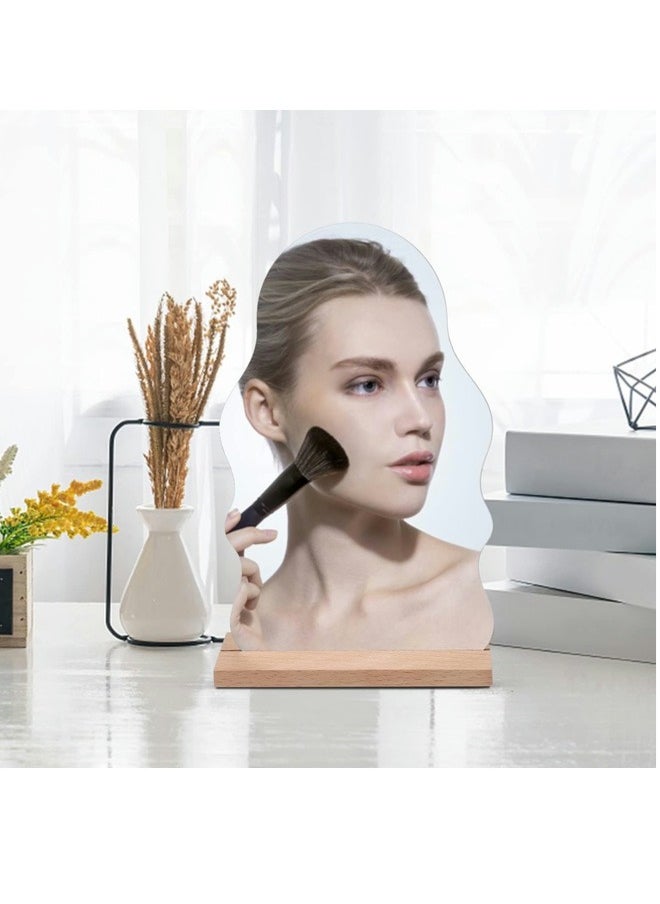 ShebSheb Acrylic Makeup Mirror, Aesthetic Room Decor Mirror With Wooden Base(Human)  - Image 2