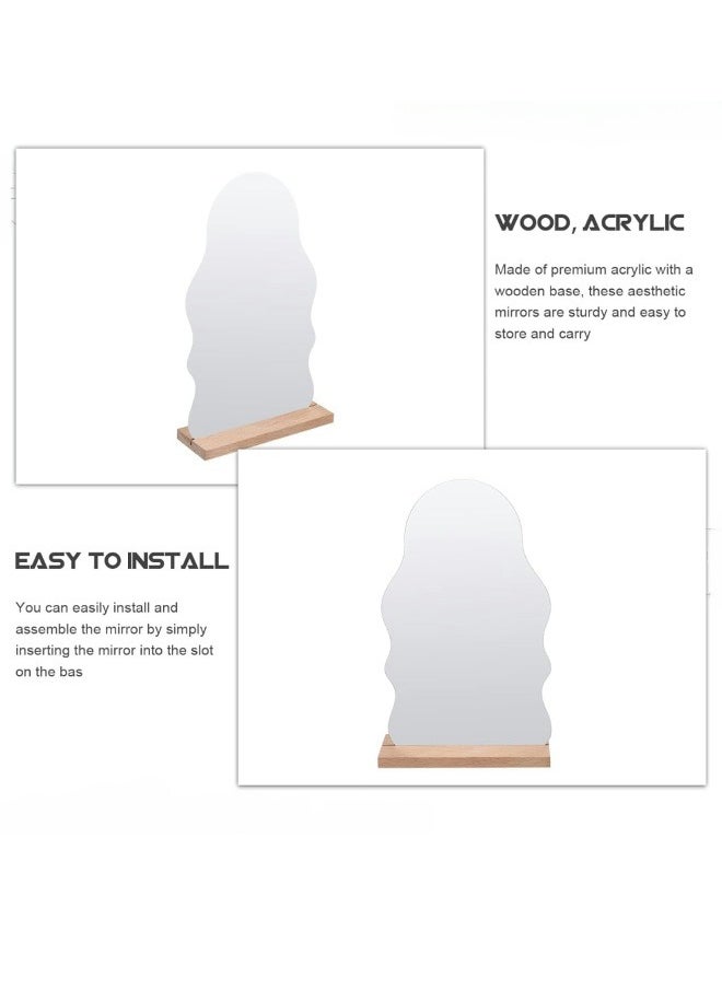 ShebSheb Acrylic Makeup Mirror, Aesthetic Room Decor Mirror With Wooden Base(Human)  - Image 4