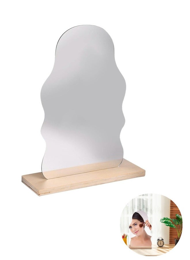 ShebSheb Acrylic Makeup Mirror, Aesthetic Room Decor Mirror With Wooden Base(Human)  - Image 1