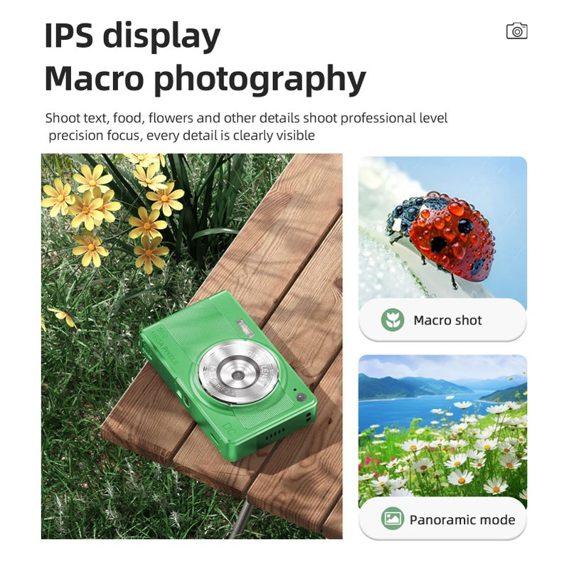 1080P Digital Camera Digital Video Camera Camcorder 56MP 2.88 Inch IPS Screen 8X Digital Zoom AF Auto Focus Anti-shake Face Detect with 32GB Memory Card 2pcs Batteries Christmas Gift for Kids Teens - Image 2