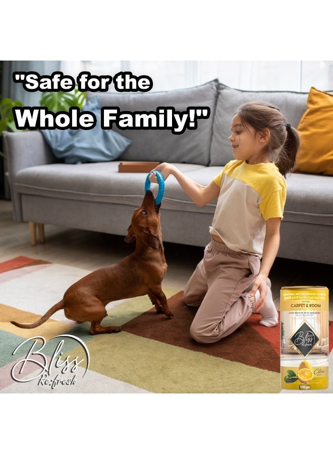 بليس بودرة مزيل روائح السجاد ومعطّر الغرف 500 غ | مزيل روائح قوي مع تقنية النانو الفضية | برائحة الحمضيات المنعشة - Image 5
