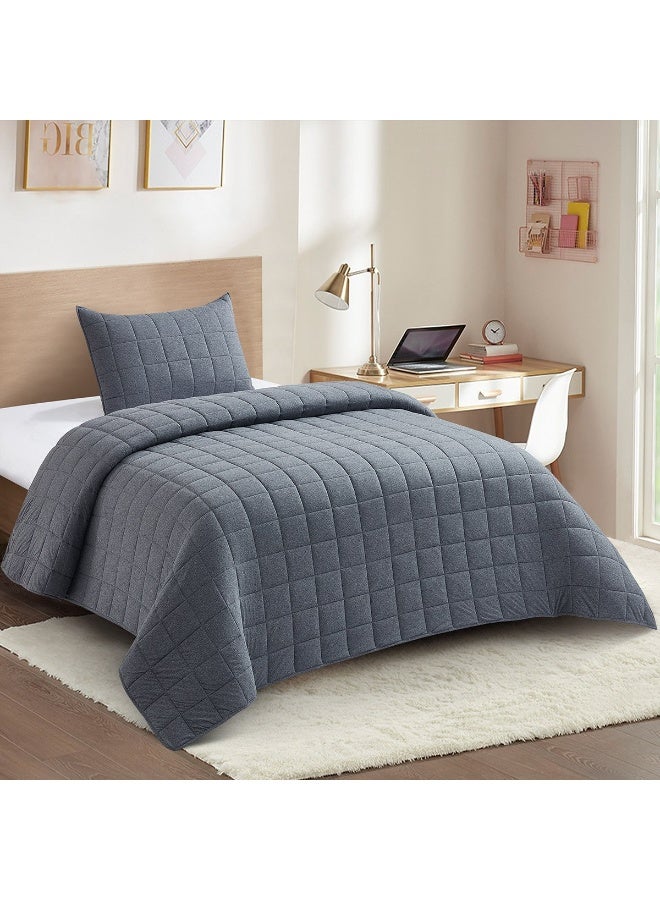 Home Box Knitnook Cotton Jersey 2-Piece Twin Summer Quilt Comforter Set 220 x 150 cm  - Image 2