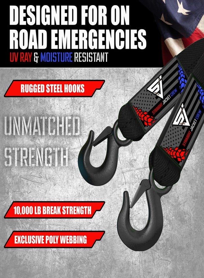 Straight Jacket Crew Heavy Duty 2-in x 20-ft Tow Strap with Forged Steel Hooks | 10,321 lb Break Strength | Sturdy Supplies for Emergency Vehicle Recovery | On-Road Use Only - Image 4