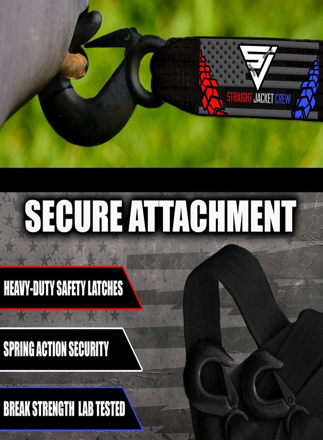 Straight Jacket Crew Heavy Duty 2-in x 20-ft Tow Strap with Forged Steel Hooks | 10,321 lb Break Strength | Sturdy Supplies for Emergency Vehicle Recovery | On-Road Use Only - Image 3
