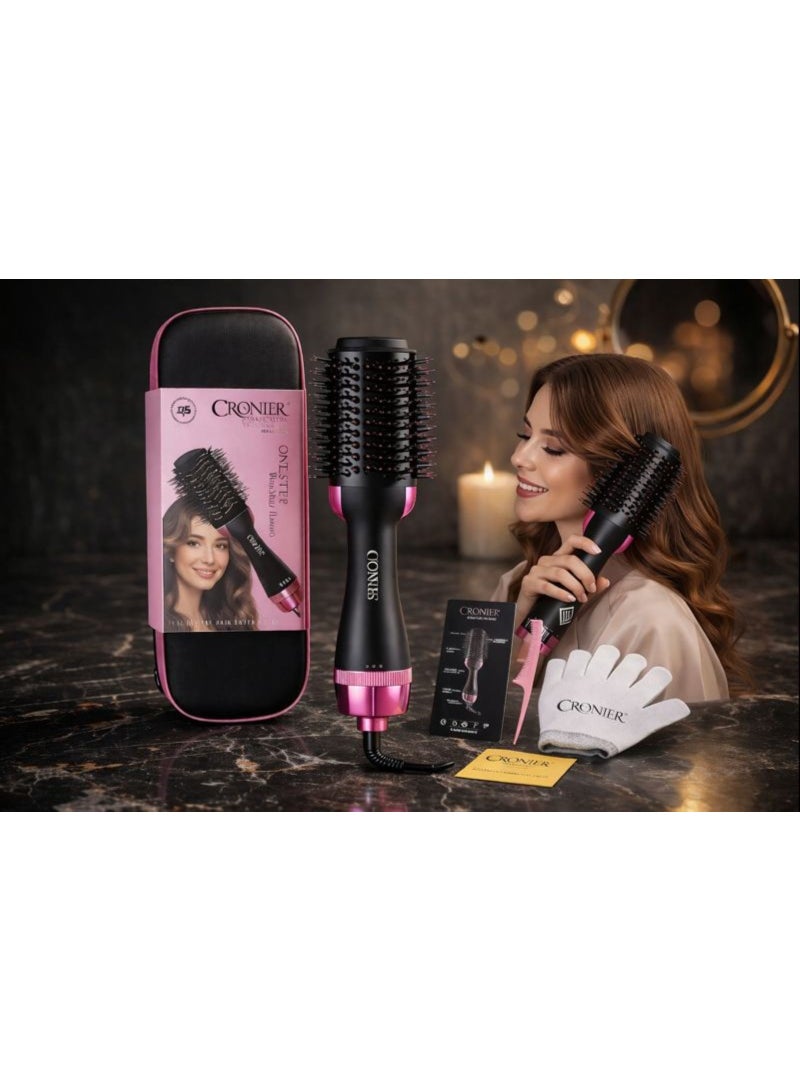 Cronier One Step Hair Dryer Brush 2-in-1 – Hot Air Brush for Hair Styling and Drying in One Step, Professional Electric Hair Brush with Ionic Technology, Anti-Tangle Hair Volumizer Straightener, Multi Heat Settings, 360° Swivel Cord, Salon Style Hair Tool for All Hair Types - Image 1